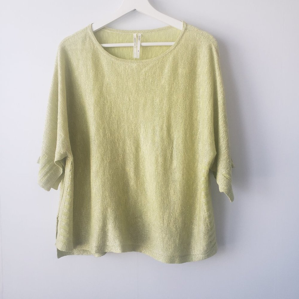 Anthropologie Alicia Shimmer‎ Pullover Metallic Yellow Sweater size XS